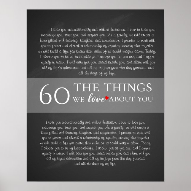 all the things we love about you, 60th birthday poster (Front)