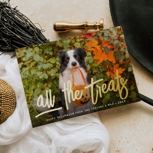 All the Treats Halloween Pet Photo Foil Holiday Card