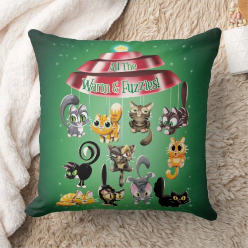 ALL THE WARM  FUZZIES by Jeff Willis Art Throw Pillow