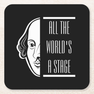 All The World's A Stage Shakespeare Quote Thespian Square Paper Coaster