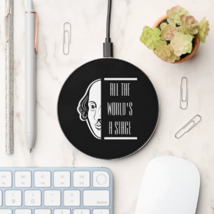 All The World's A Stage Shakespeare Quote Thespian Wireless Charger