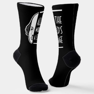All The World's A Stage Shakespeare Thespian Quote Socks