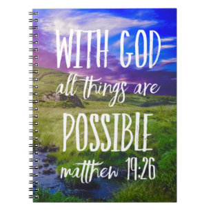 All Things are Possible Bible Verse Christian Notebook