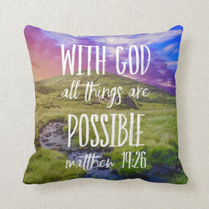 All Things are Possible Bible Verse Christian Throw Pillow
