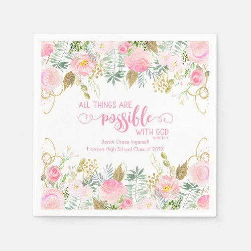 All Things Are Possible Bible Verse Graduation Napkins