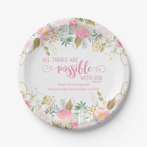 All Things Are Possible Bible Verse Graduation Paper Plates