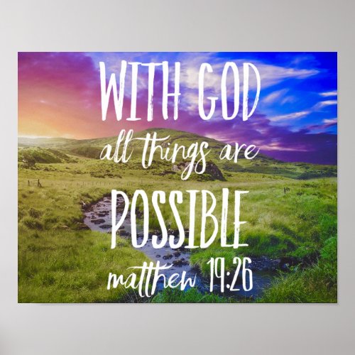 All Things Are Possible Bible Verse Scripture Poster