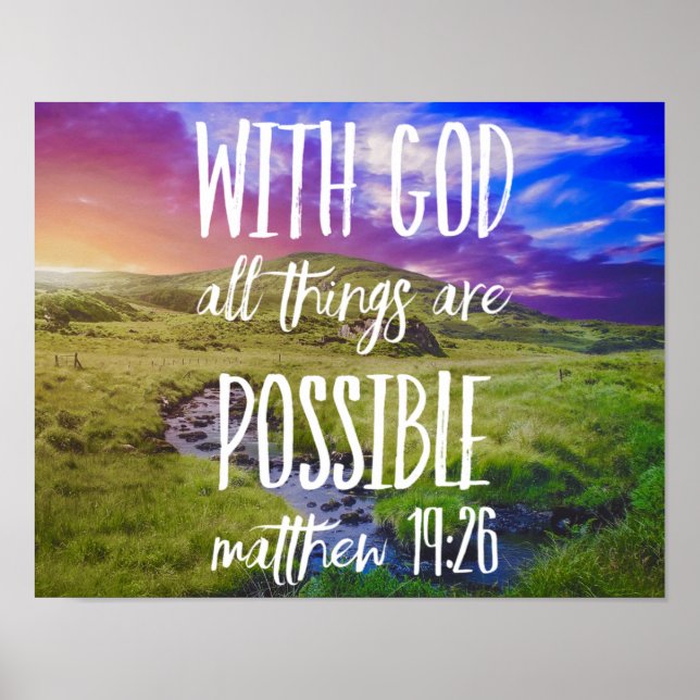 All Things Are Possible Bible Verse Scripture Poster (Front)