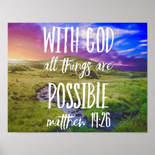 All Things Are Possible Bible Verse Scripture Poster | Zazzle