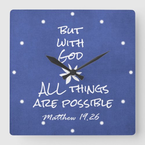 All things are Possible Bible Verse Square Wall Clock