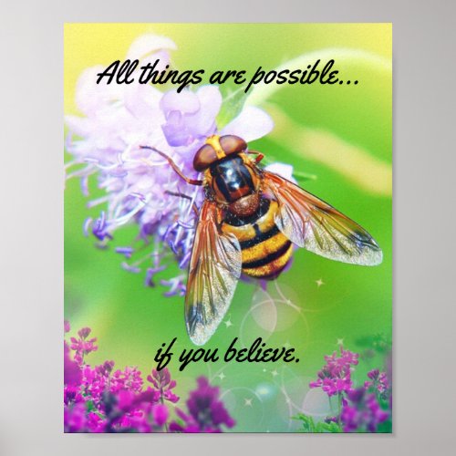 All things are possible Bumble Bee Quote Matte Poster