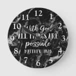 All things are Possible Christian Bible Verse Round Clock