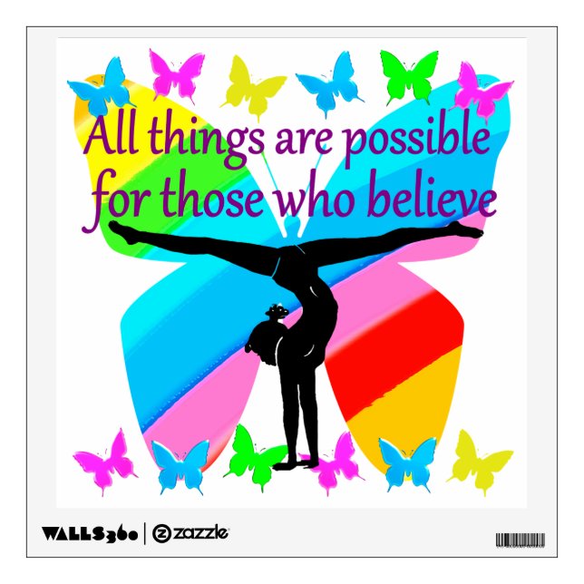ALL THINGS ARE POSSIBLE FOR THIS GYMNASTICS GIRL WALL DECAL (Front)
