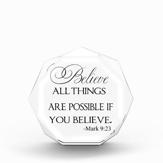 All Things Are Possible If You Believe Award (Front)