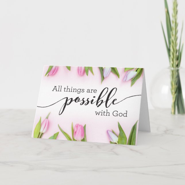 All things are possible with God Letterpress Thank You Card (Front)