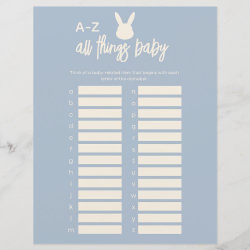 All things Baby Game blue bunny baby shower 