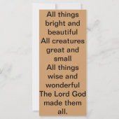 All Things Bright and Beautiful Bookmark (Back)