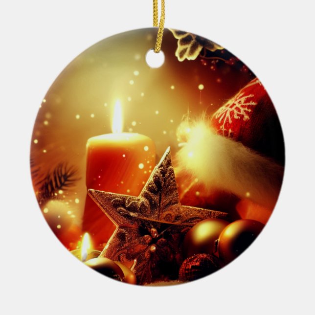All things Christmas candle decor Ceramic Ornament (Front)