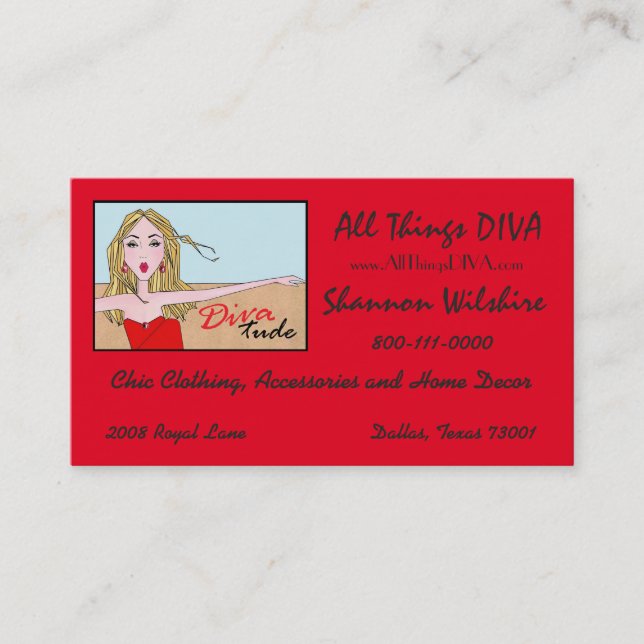 "All Things Diva" Diva Business Cards (Front)