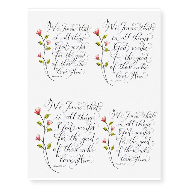 All things for good inspirational verse temporary tattoos (Front)