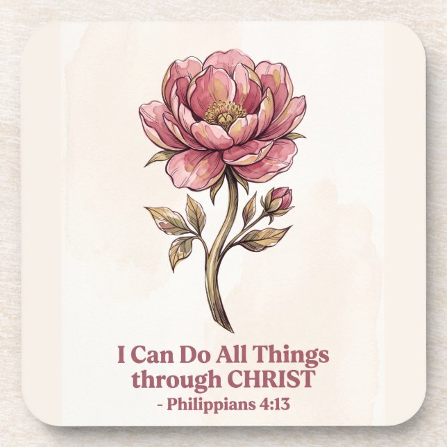 All Things Through Christ Beverage Coaster (Front)