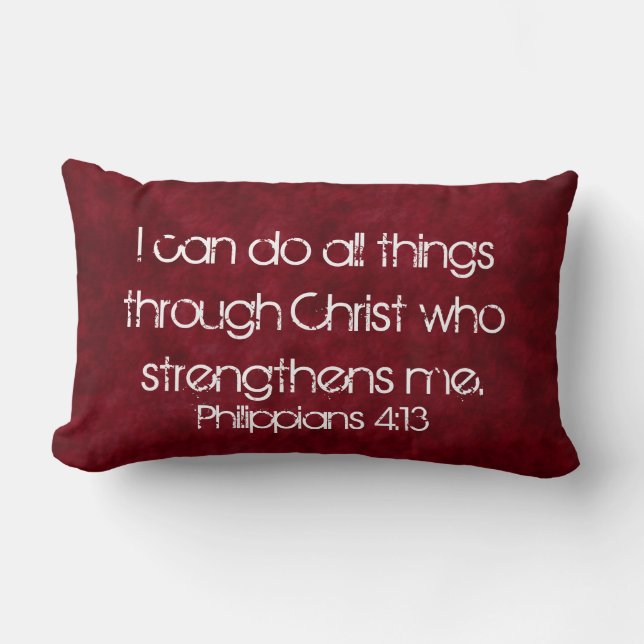 all things through Christ bible verse pillow (Front)