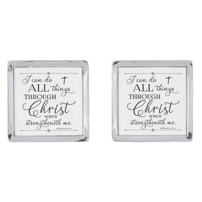 All Things Through Christ - Philippians 4:13 Cufflinks (Front)