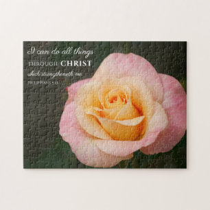 All Things Through Christ Philippians 4:13 Rose Jigsaw Puzzle