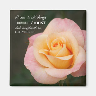 All Things Through Christ Philippians 4:13 Rose Magnet