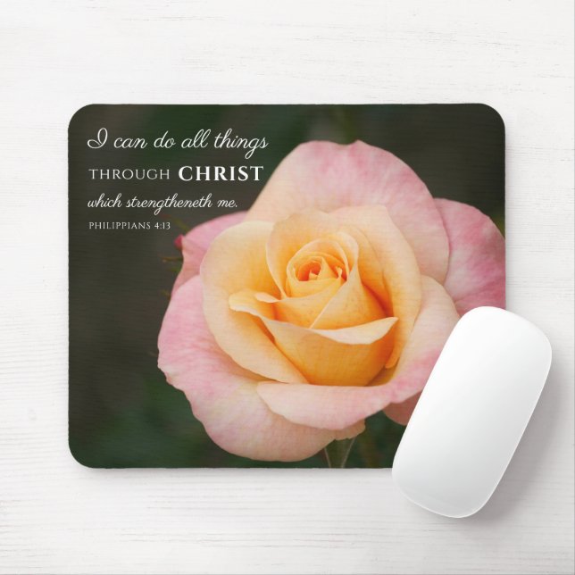 All Things Through Christ Philippians 4:13 Rose Mouse Pad (With Mouse)