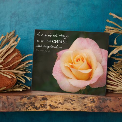 All Things Through Christ Philippians 413 Rose Plaque