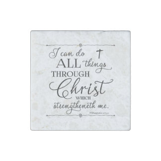 All Things Through Christ - Philippians 4:13 Stone Magnet