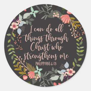 All things through Christ Philippians Bible Verse Classic Round Sticker