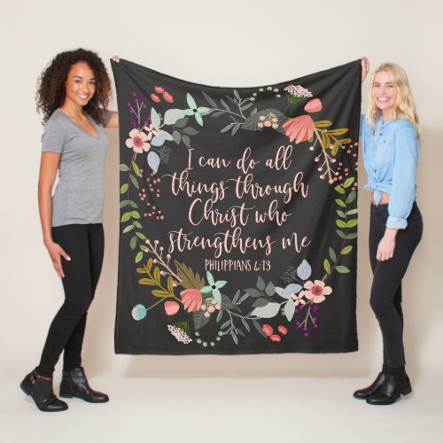 All things through Christ Philippians Bible Verse Fleece Blanket