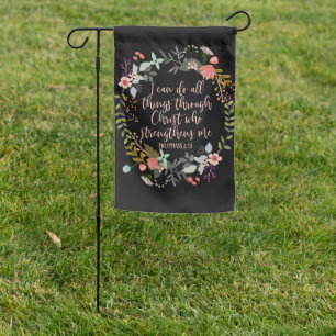 All things through Christ Philippians Bible Verse Garden Flag