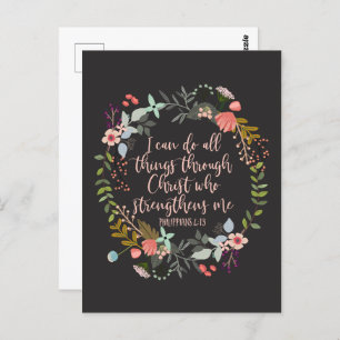 All things through Christ Philippians Bible Verse Postcard
