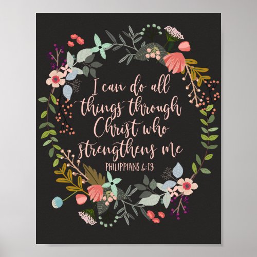 All things through Christ Philippians Bible Verse Poster