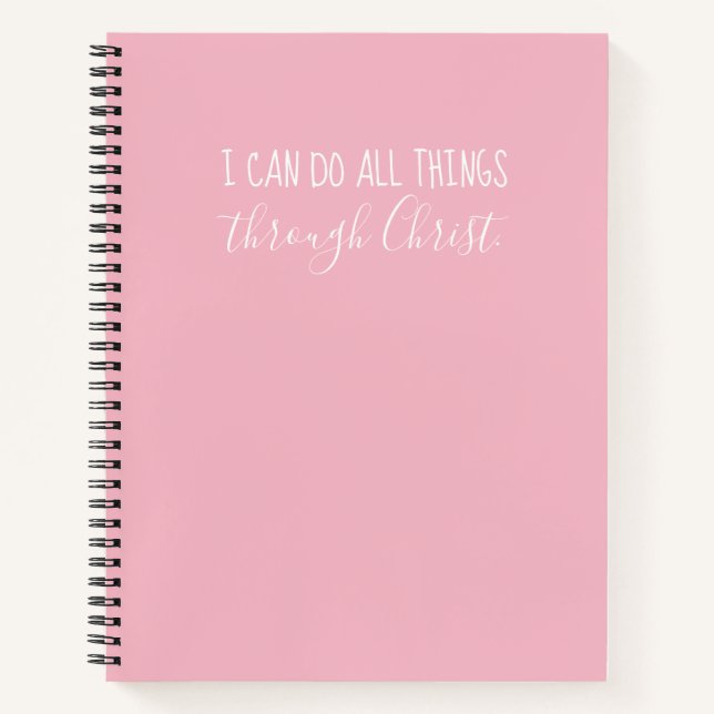 "All Things Through Christ" Pink Notebook (Front)