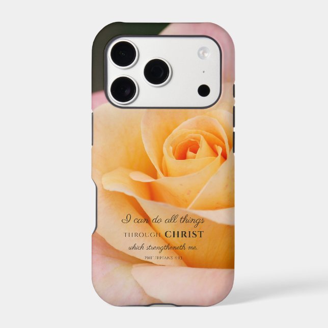 All Things Through Christ Rose Scripture Case-Mate iPhone Case (Back)