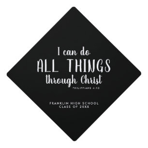 All Things Through Christ Scripture Graduation Cap Topper