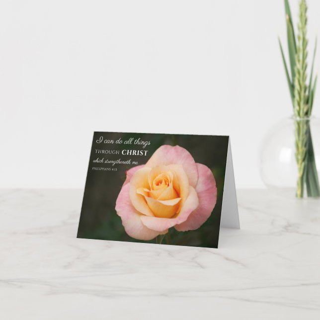 All Things Through Christ Scripture Rose Card (Front)