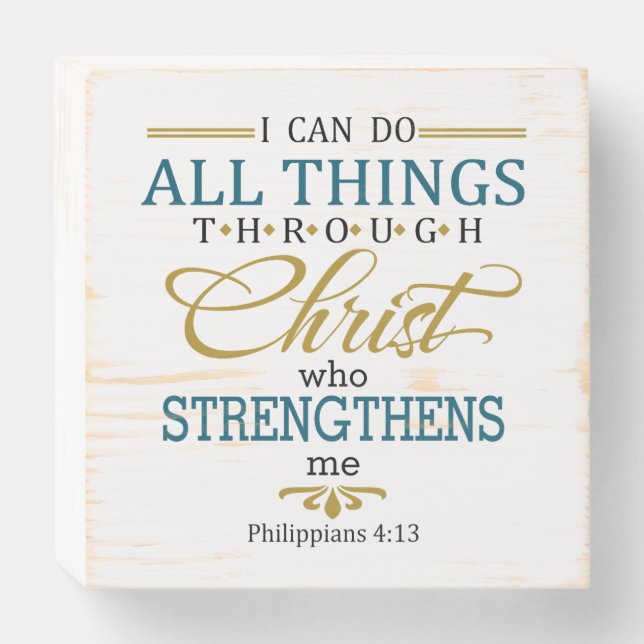 All Things Through Christ Wooden Box Sign (Front Horizontal)