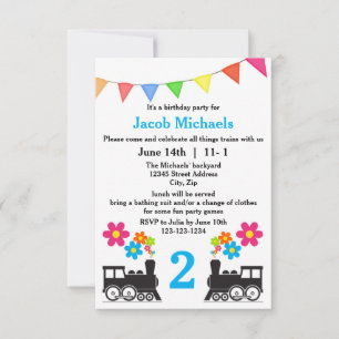 All Things Trains - 3x5 Birthday Invitation