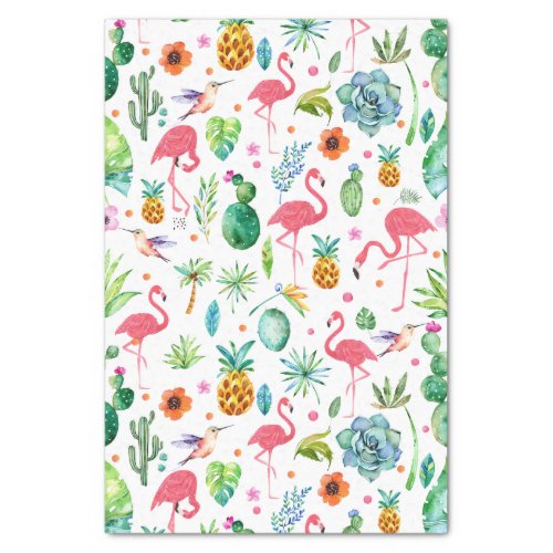 All Things Tropical  Pink Flamingos Pattern Tissue Paper