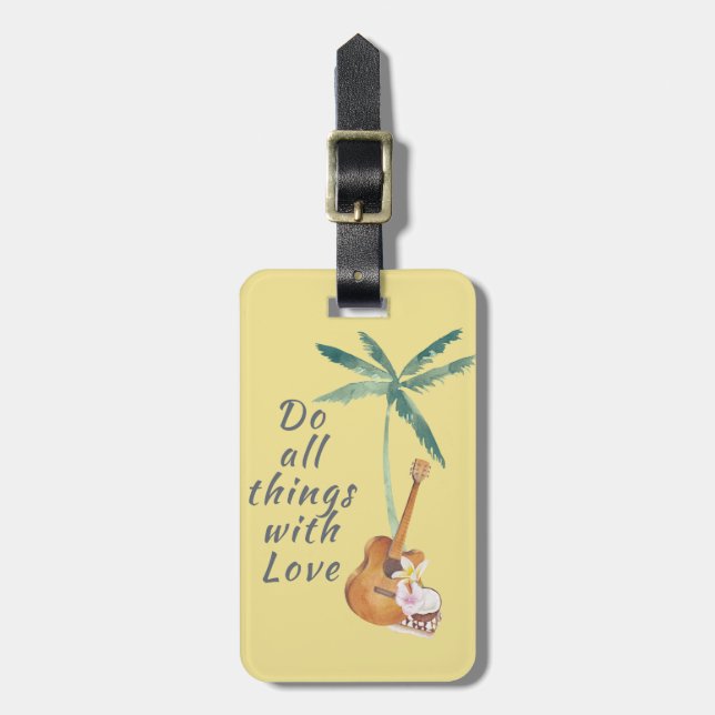 All Things With Love Tropical Luggage Tag (Front Vertical)