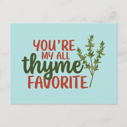 All Thyme Favorite Cute Pun Funny Valentines Day Postcard