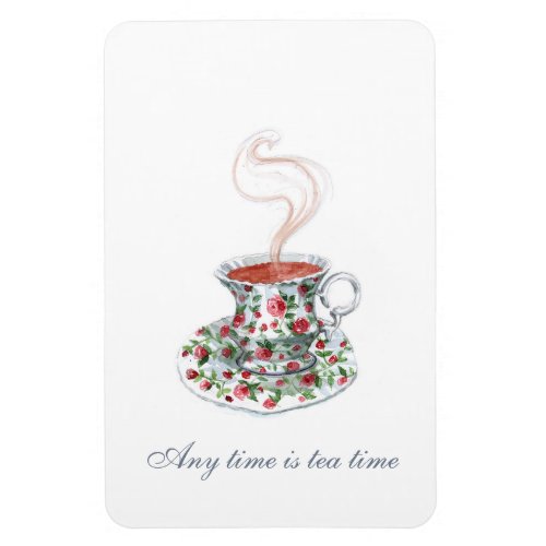 All time is tea time Tea Slogan Quote Vintage Cup Magnet