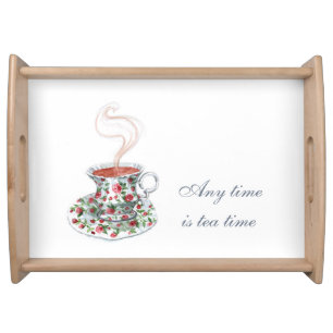 All time is tea time Tea Slogan Quote Vintage Cup  Serving Tray