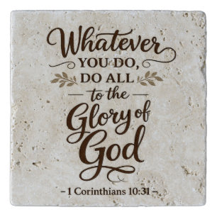 All to the Glory of God Scripture Stone Trivet