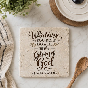 All to the Glory of God Scripture Stone Trivet